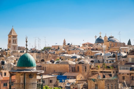 21691238 - view on the landmarks of jerusalem old city,